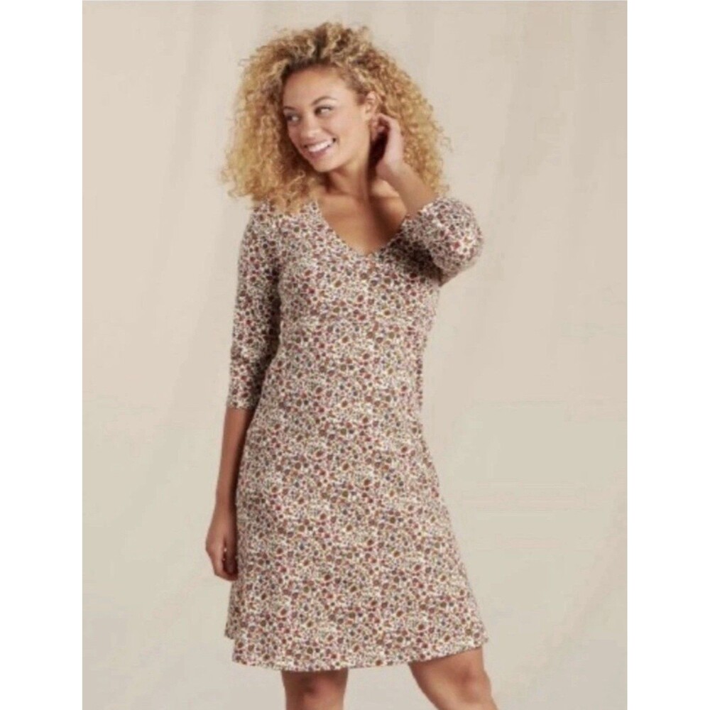 Toad & Co Women’s Rosalinda Dress Salt Vine Print Floral Boho Size Large